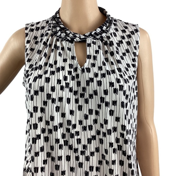 Worthington Top Size PL Black White Print Sleeveless - Picture 2 of 7